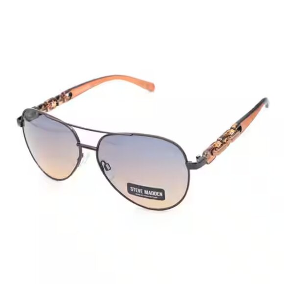 Steve Madden NEW Susana brown gradient aviator bronze frame sunglasses w/ case - Picture 1 of 8